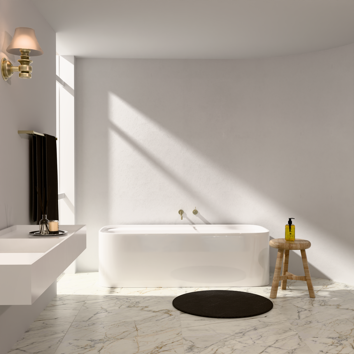 MECCA WALL MOUNTED SWIVEL BATH SPOUT ONLY 225MM BRUSHED GOLD