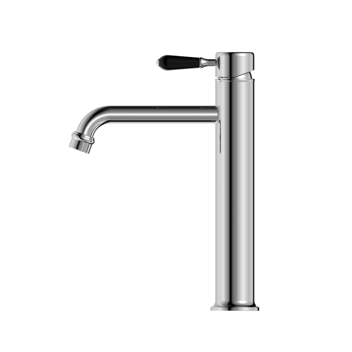 York Straight Tall Basin Mixer With Black Porcelain Lever Chrome