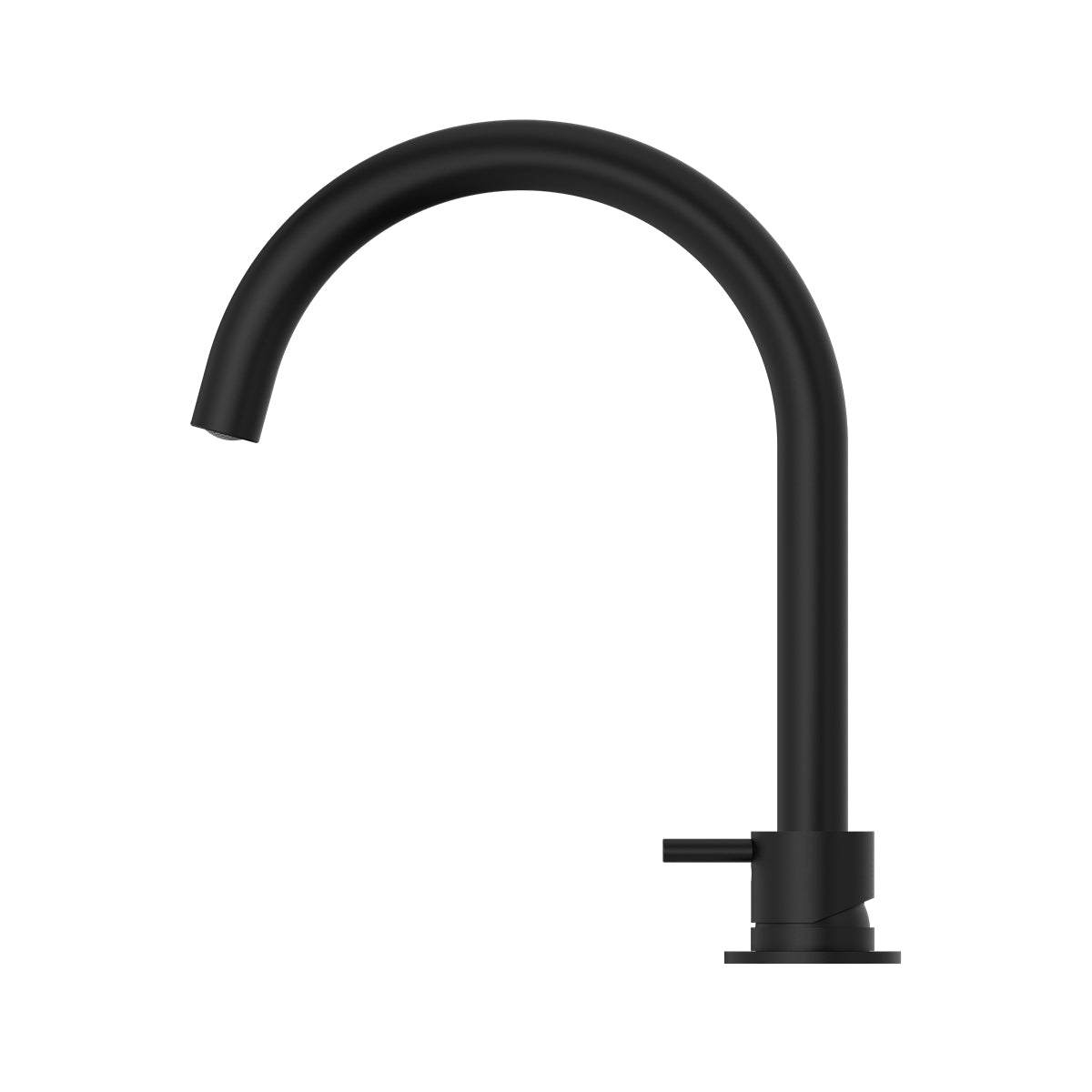 Mecca Hob Basin Mixer Round Swivel Spout Matte Black