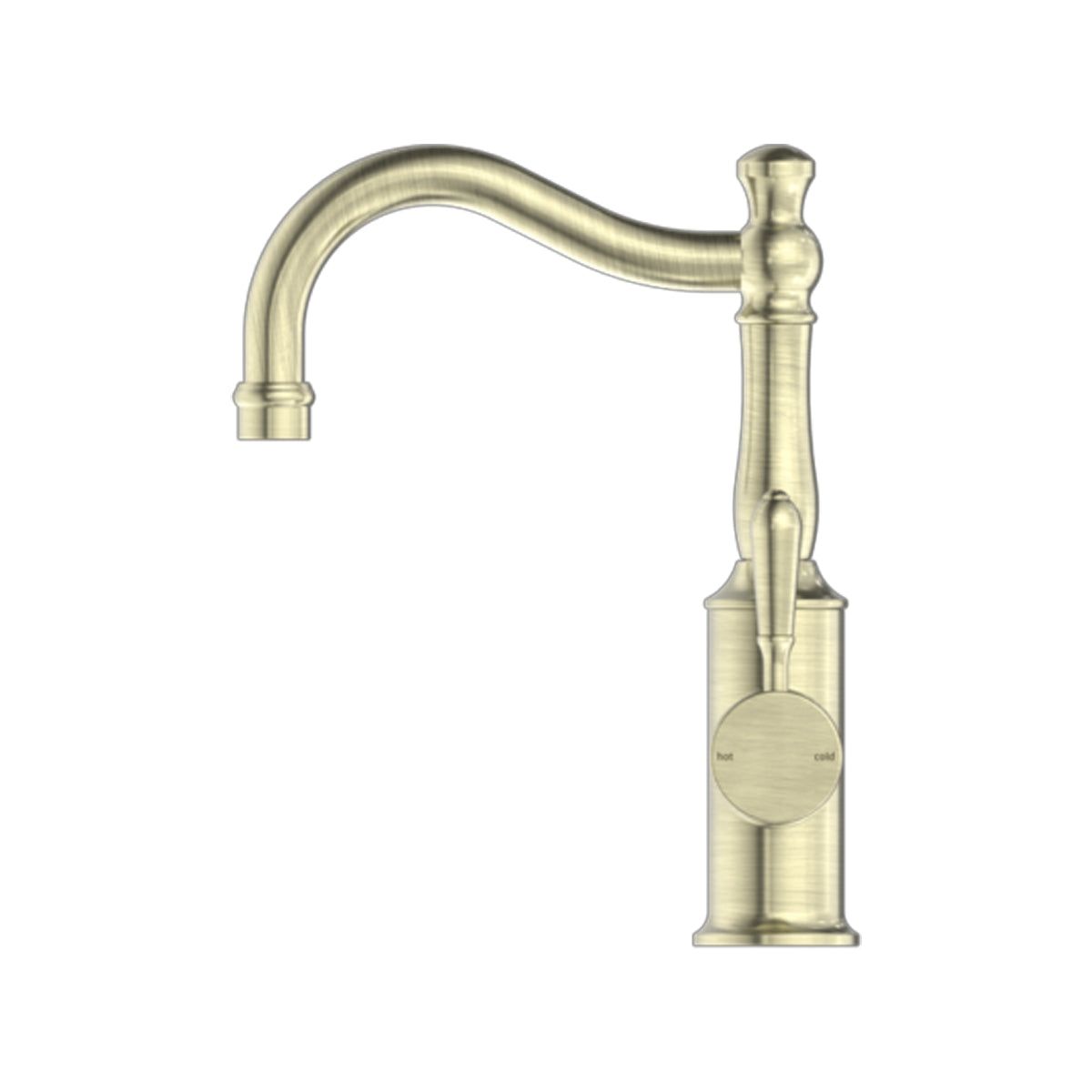 York Basin Mixer Hook Spout With Metal Lever Aged Brass