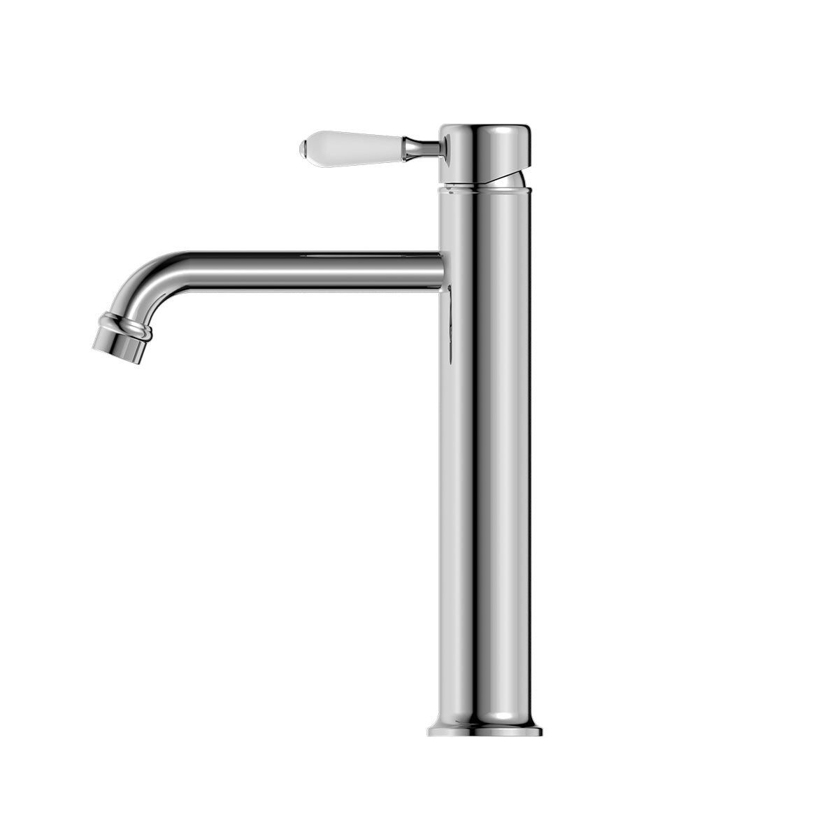 York Straight Tall Basin Mixer With White Porcelain Lever Chrome
