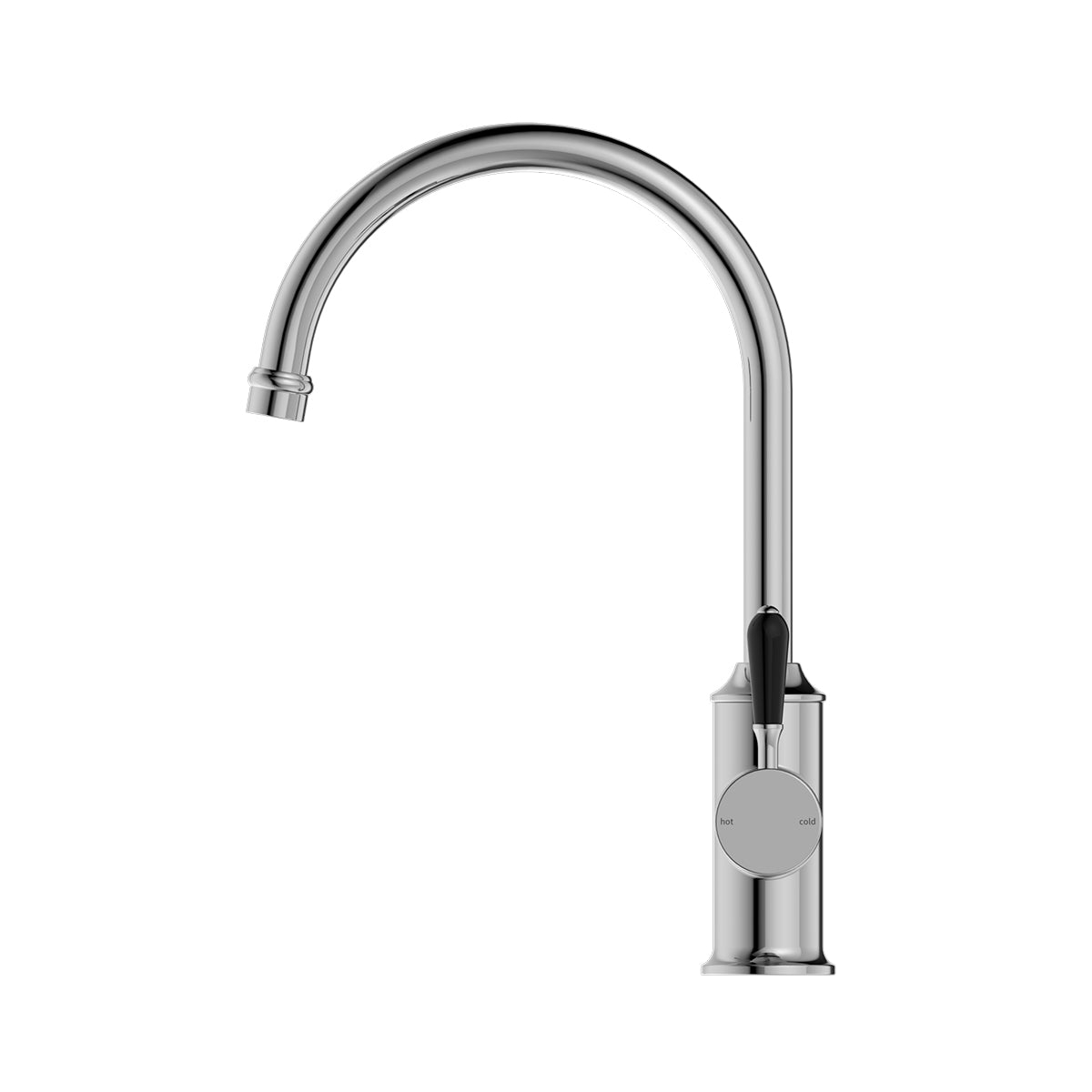 York Kitchen Mixer Gooseneck Spout With Black Porcelain Lever Chrome