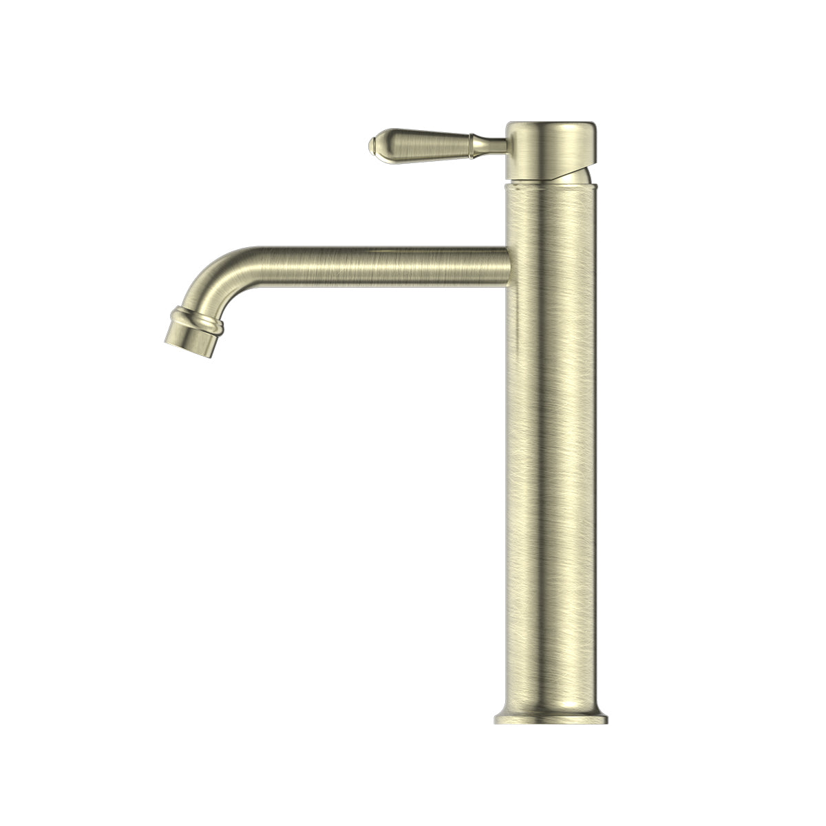 York Straight Tall Basin Mixer With Metal Lever Aged Brass
