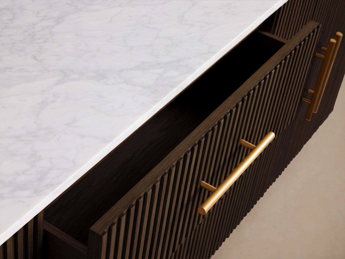 Finnley Plinth Sideboard with Carrara Marble Top Buffet Cabinet