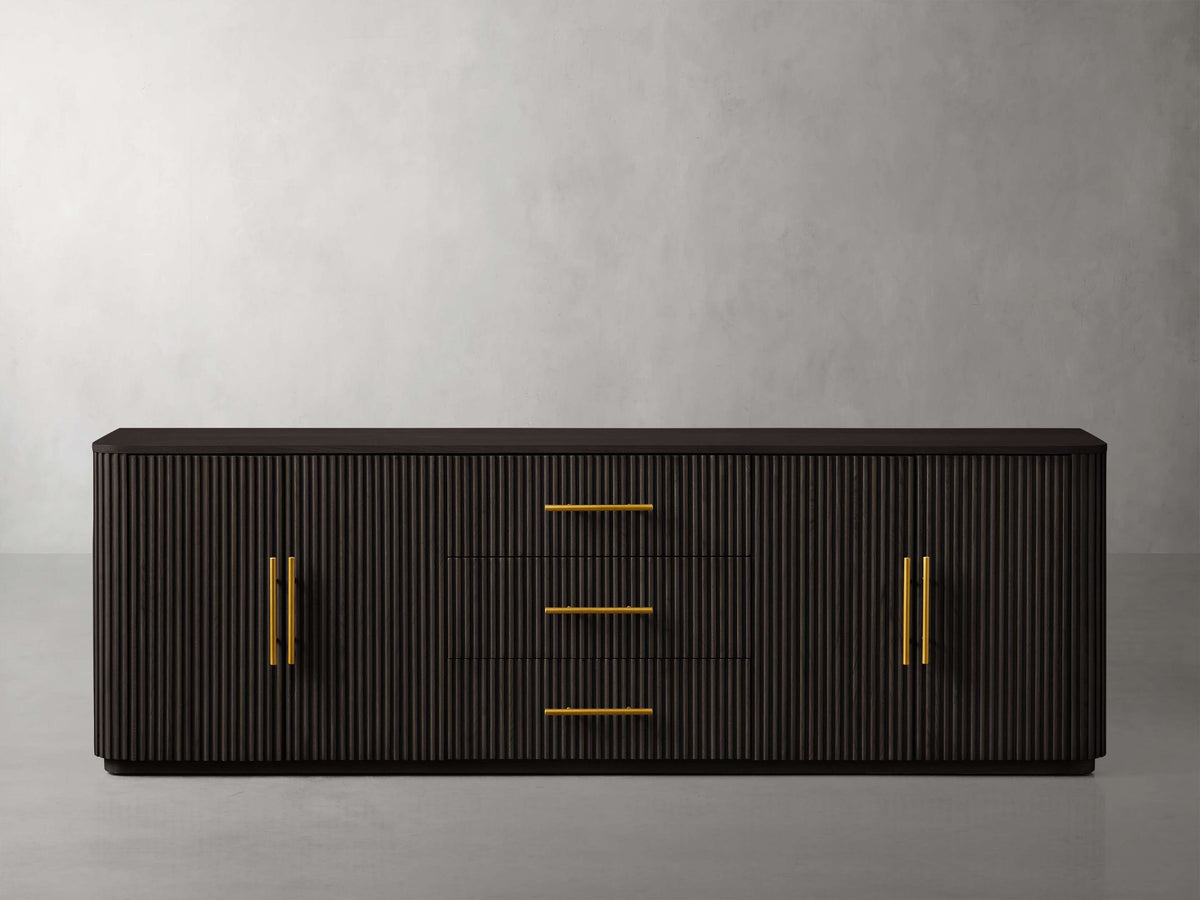 Finnley Reeded Wide-Format Sideboard Wood Buffet Cabinets with 3 Drawers