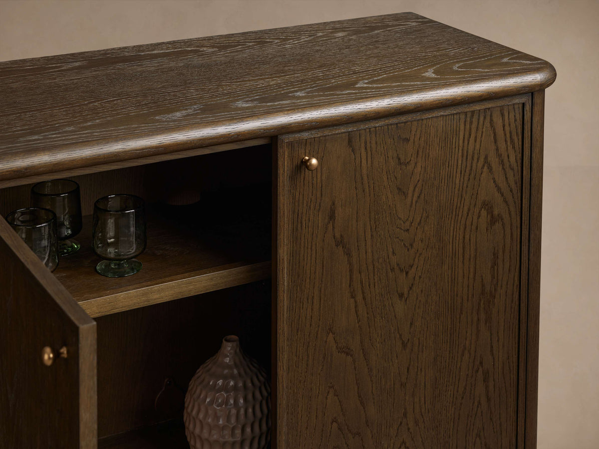 Warby Solid Oak Sideboard Wood buffet Storage Cabinet with Four Doors