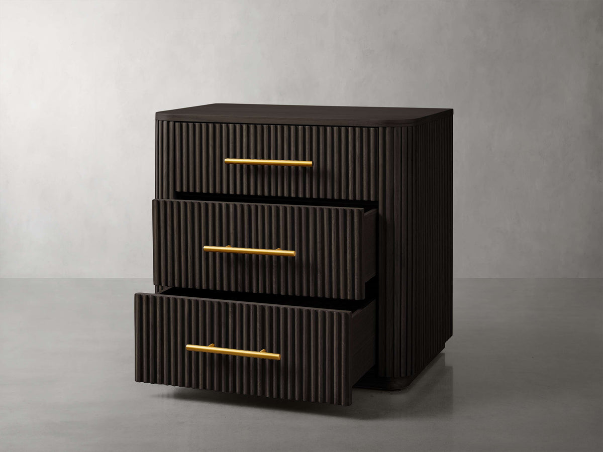 Finnley Wood Nightstand Bedroom 3 Drawer Chest Cabinet