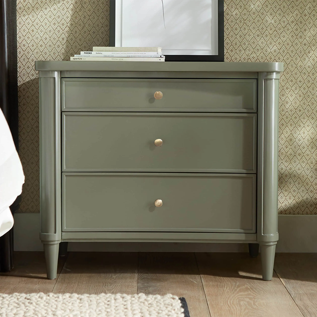Henley Nightstand Solid Mahogany Nightside Tables With Three Drawers
