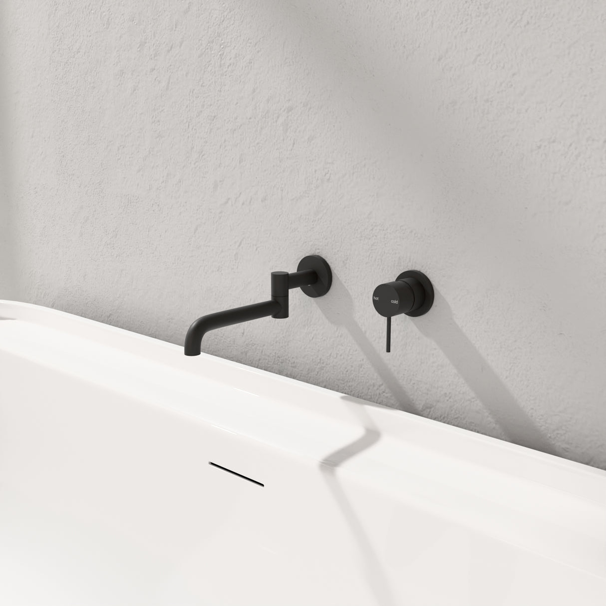 MECCA WALL MOUNTED SWIVEL BATH SPOUT ONLY 225MM MATTE BLACK