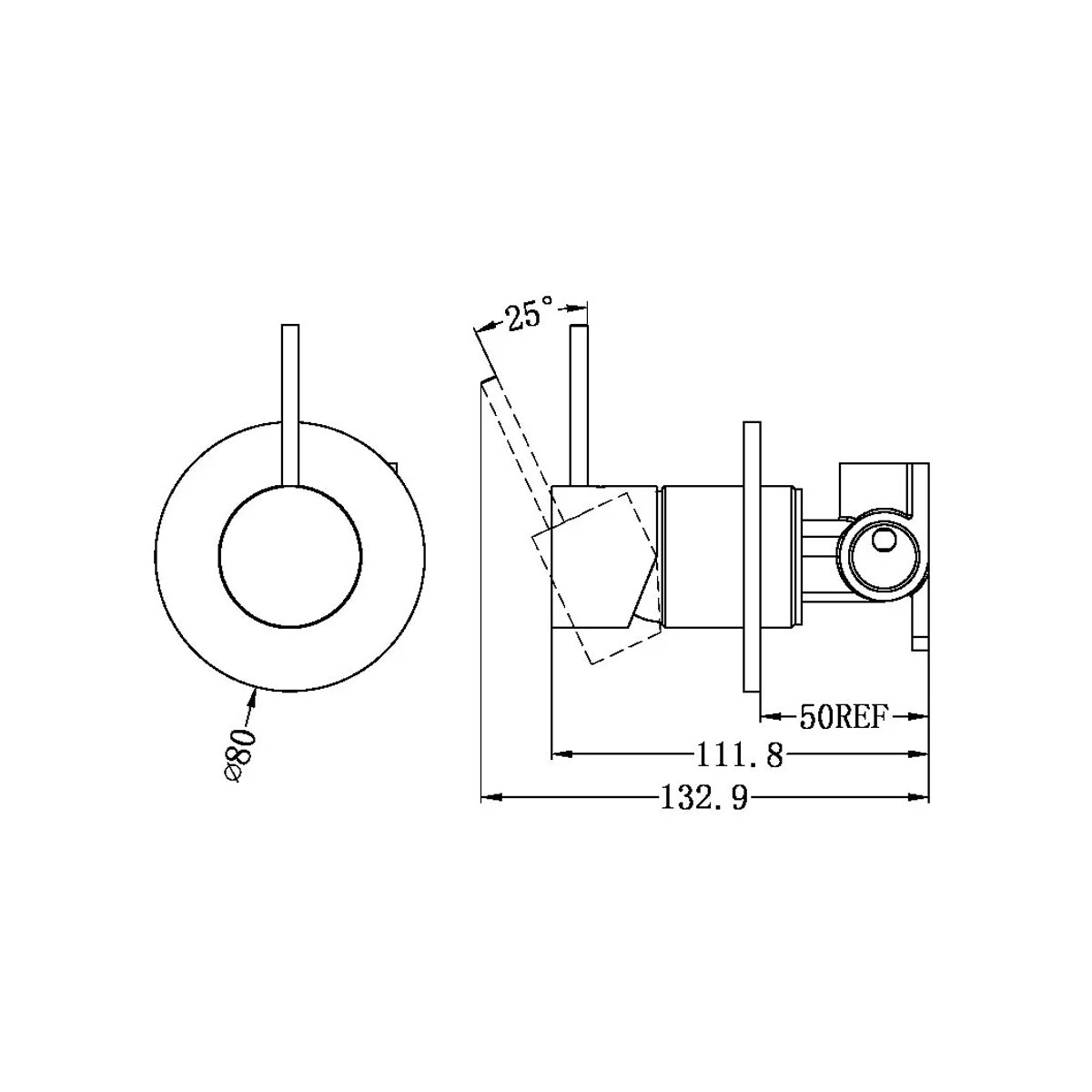 Mecca Shower Mixer Handle Up 80mm Plate Matte White