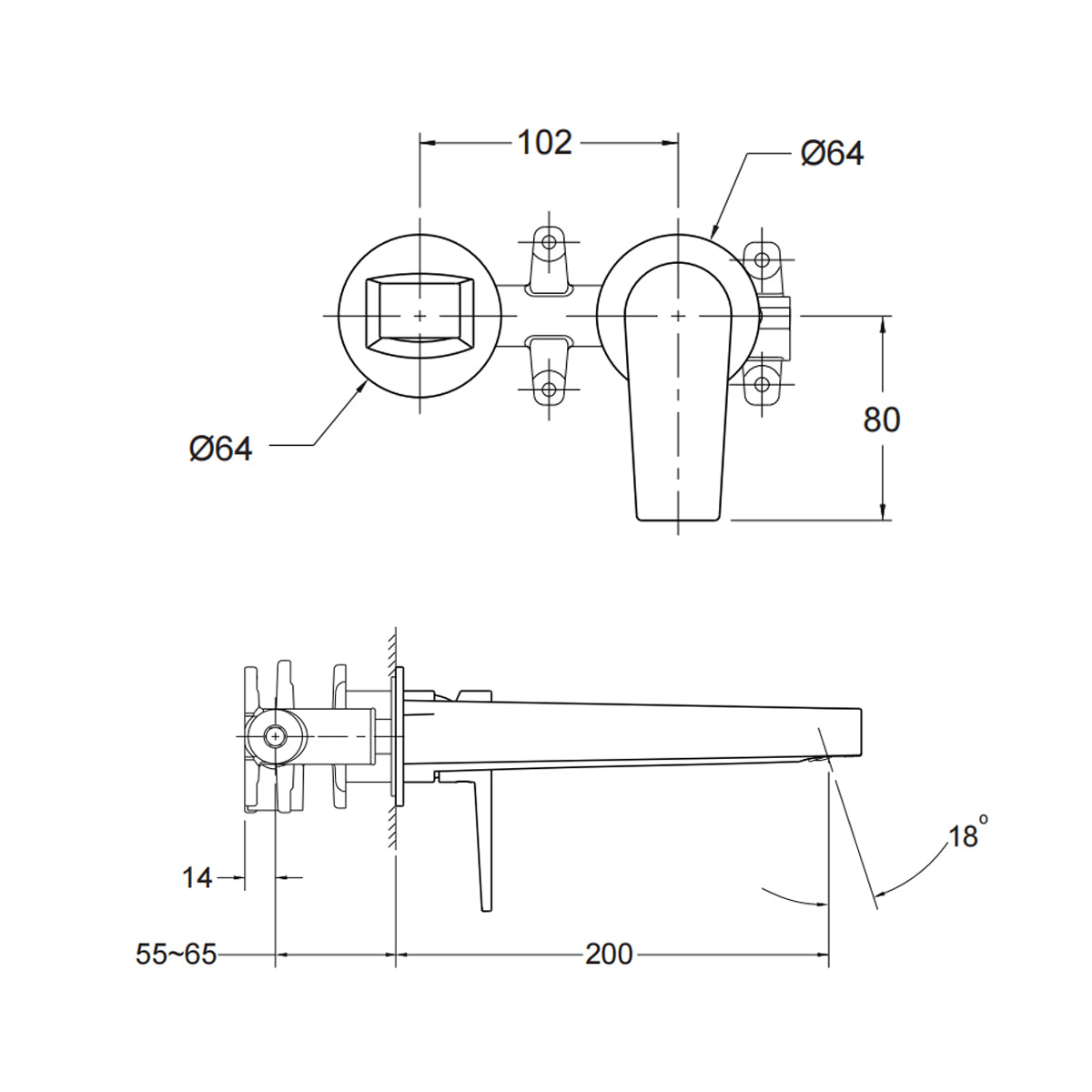 Taut Wall Mount Basin Mixer-Matte Black 74027T-4ND-BL