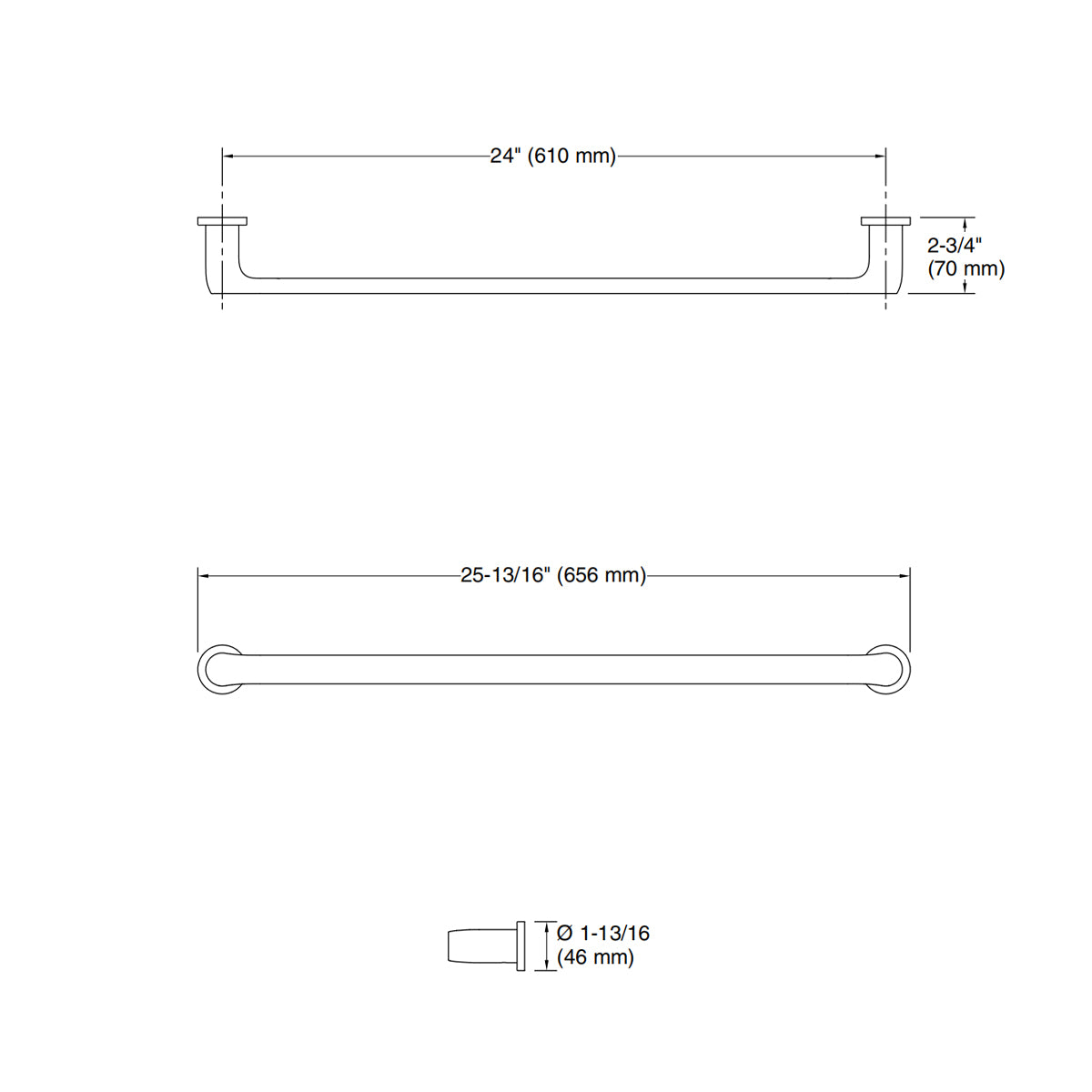 Avid 610mm (24″) Towel Bar-Polished Chrome
