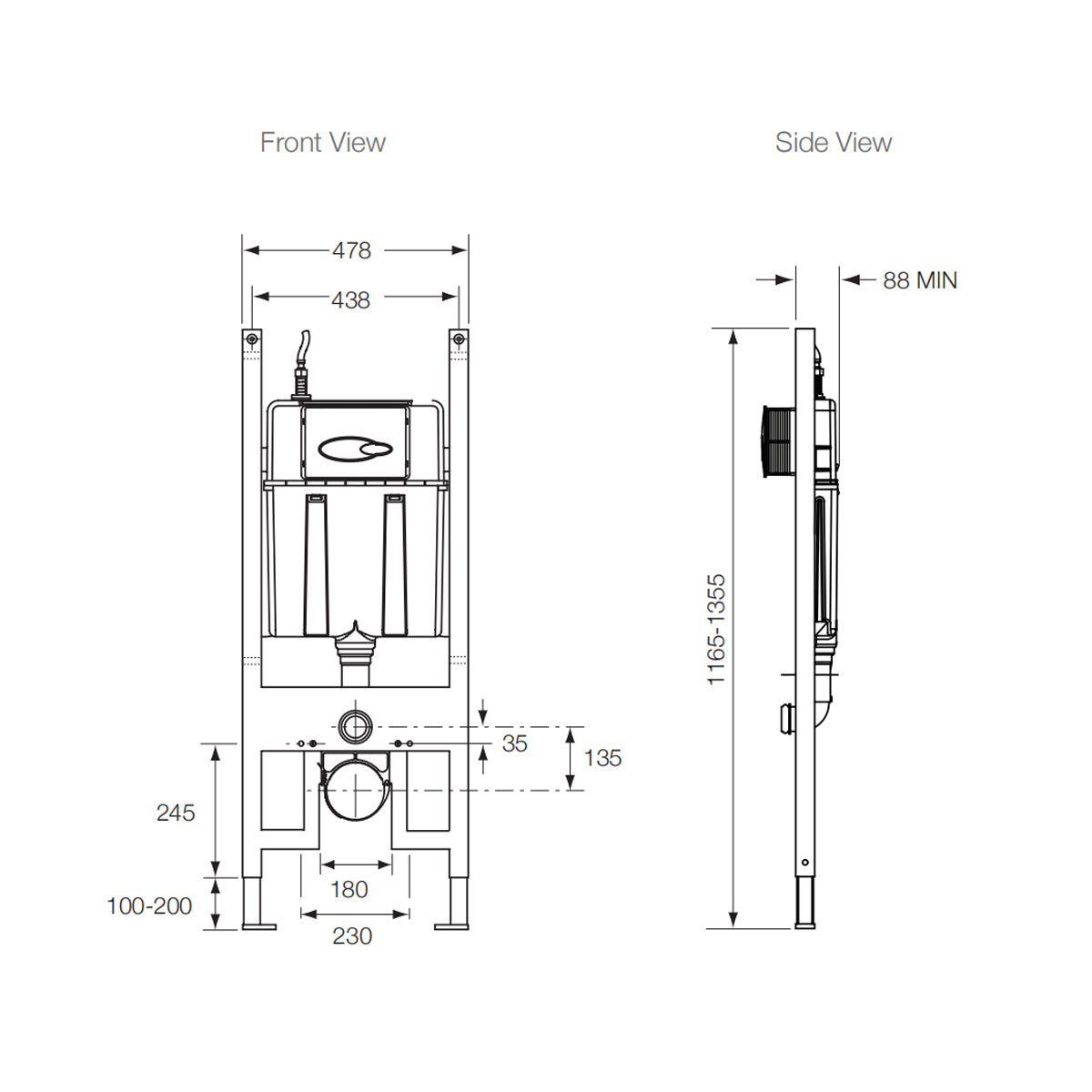 Mechanical In Wall Cistern Wall Hung