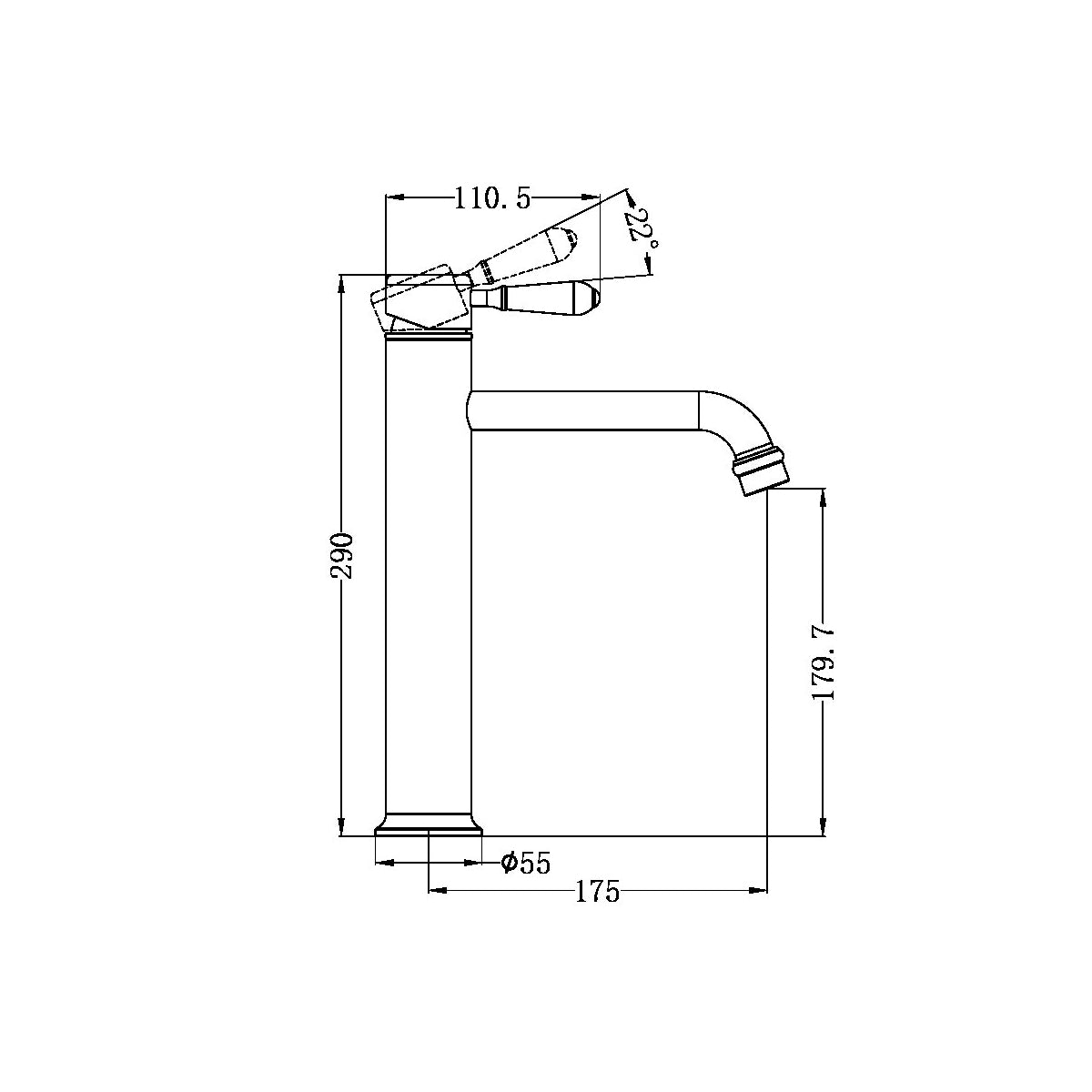 York Straight Tall Basin Mixer With White Porcelain Lever Brushed Nickel