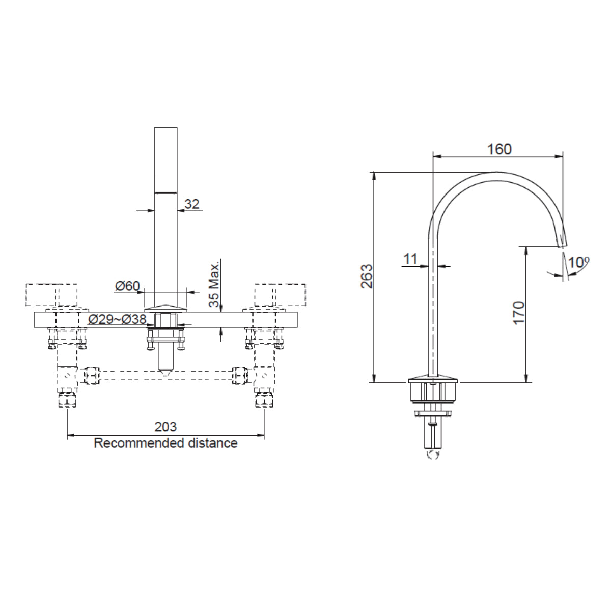 Components Basin Spout - Ribbon Brushed Brass