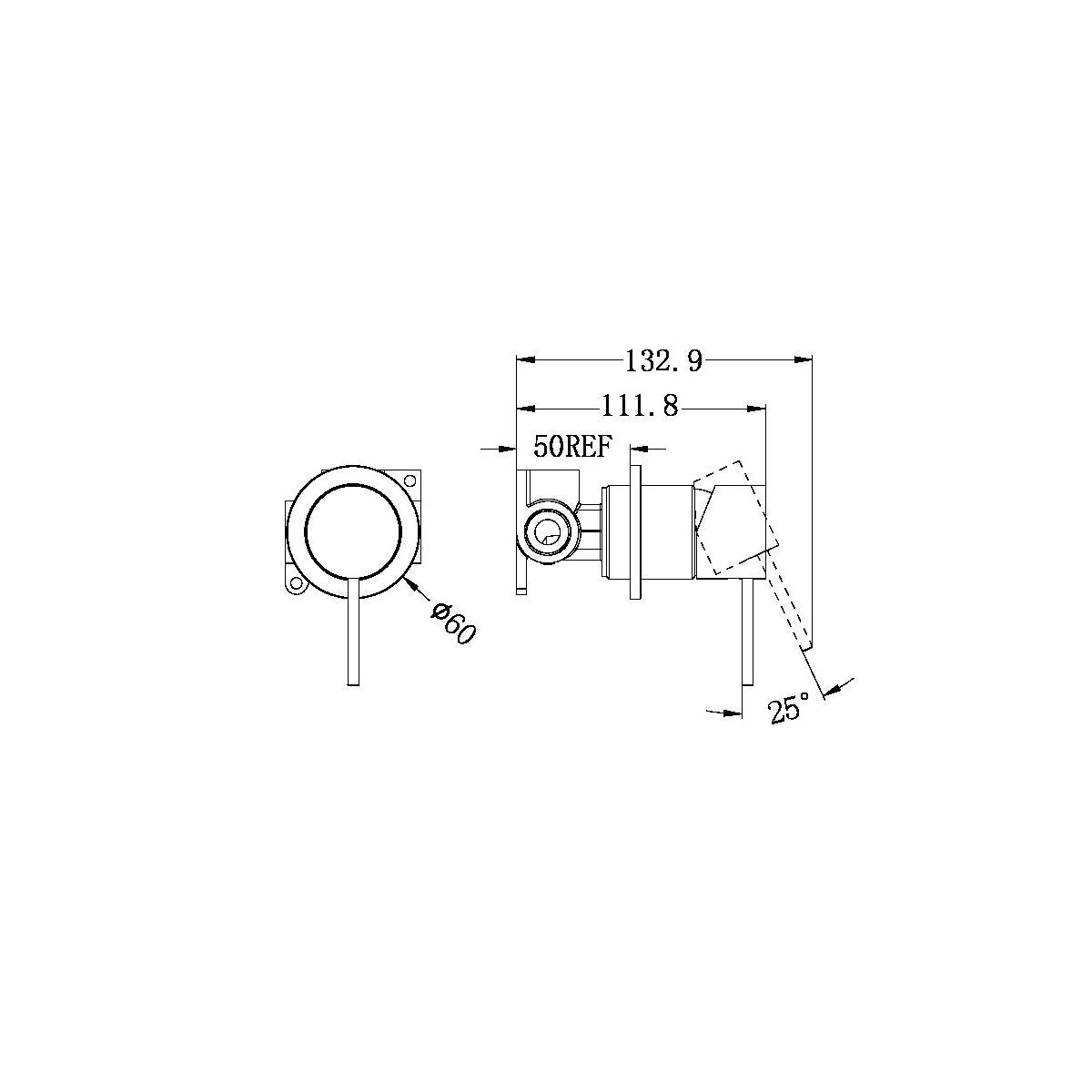 Mecca Shower Mixer 60mm Plate Matte Black