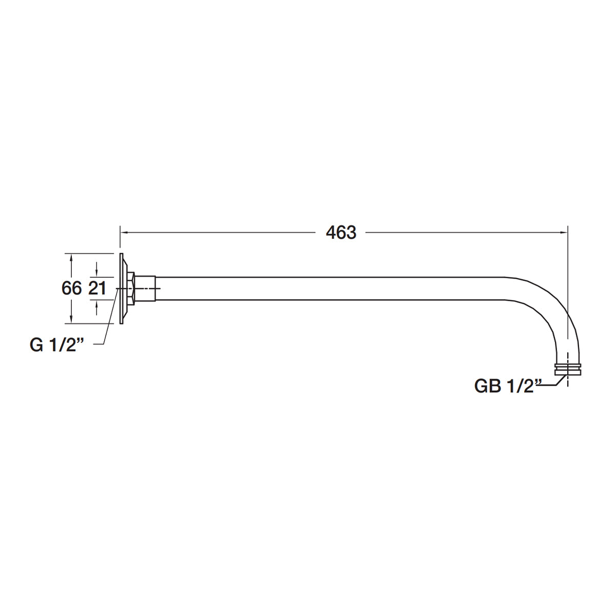 Rain Shower Wall-Mount Shower Arm 463mm