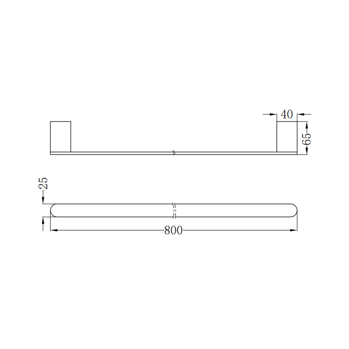 Bianca Single Towel Rail 800mm Brushed Gold