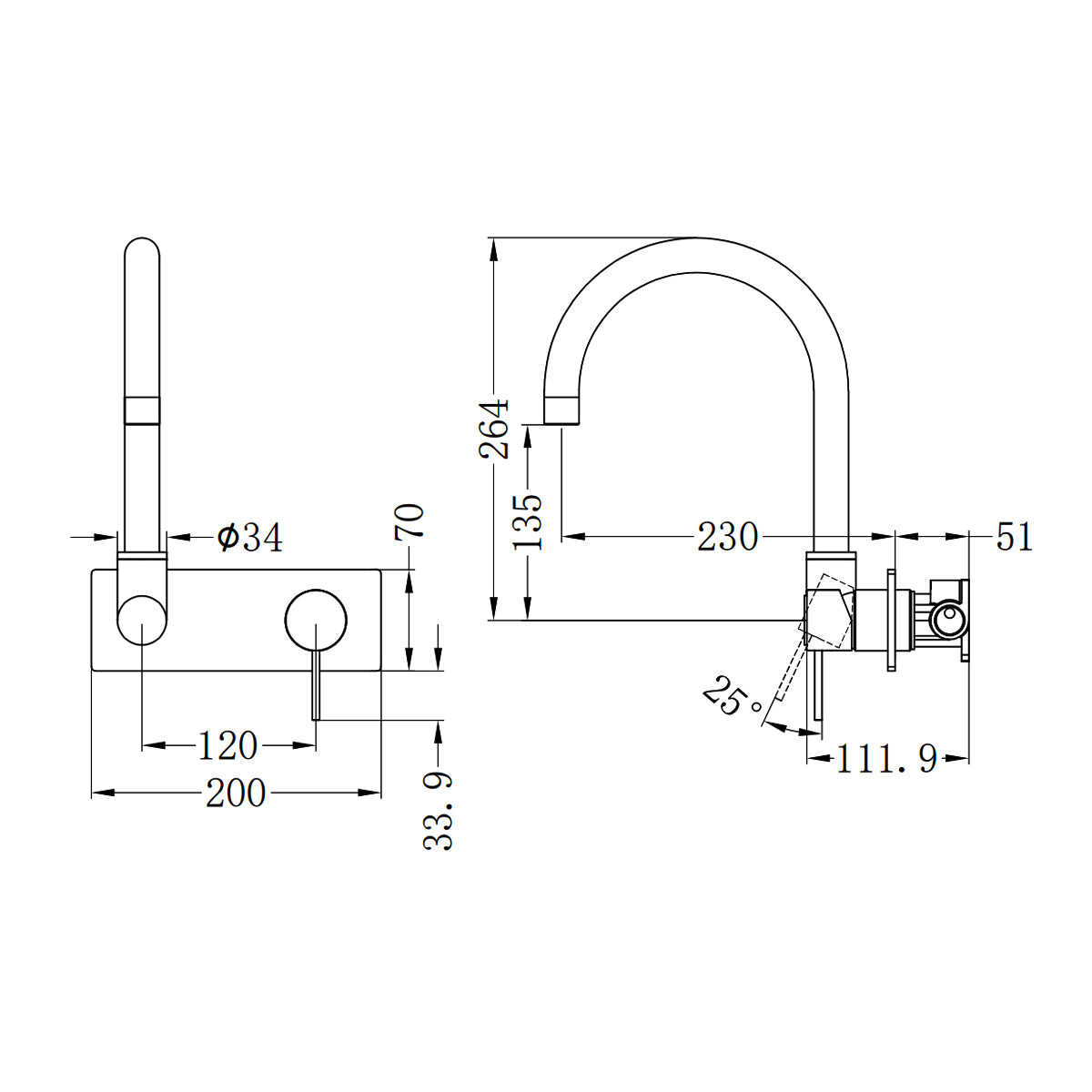 Mecca Wall Basin/Bath Mixer Swivel Spout Matte White