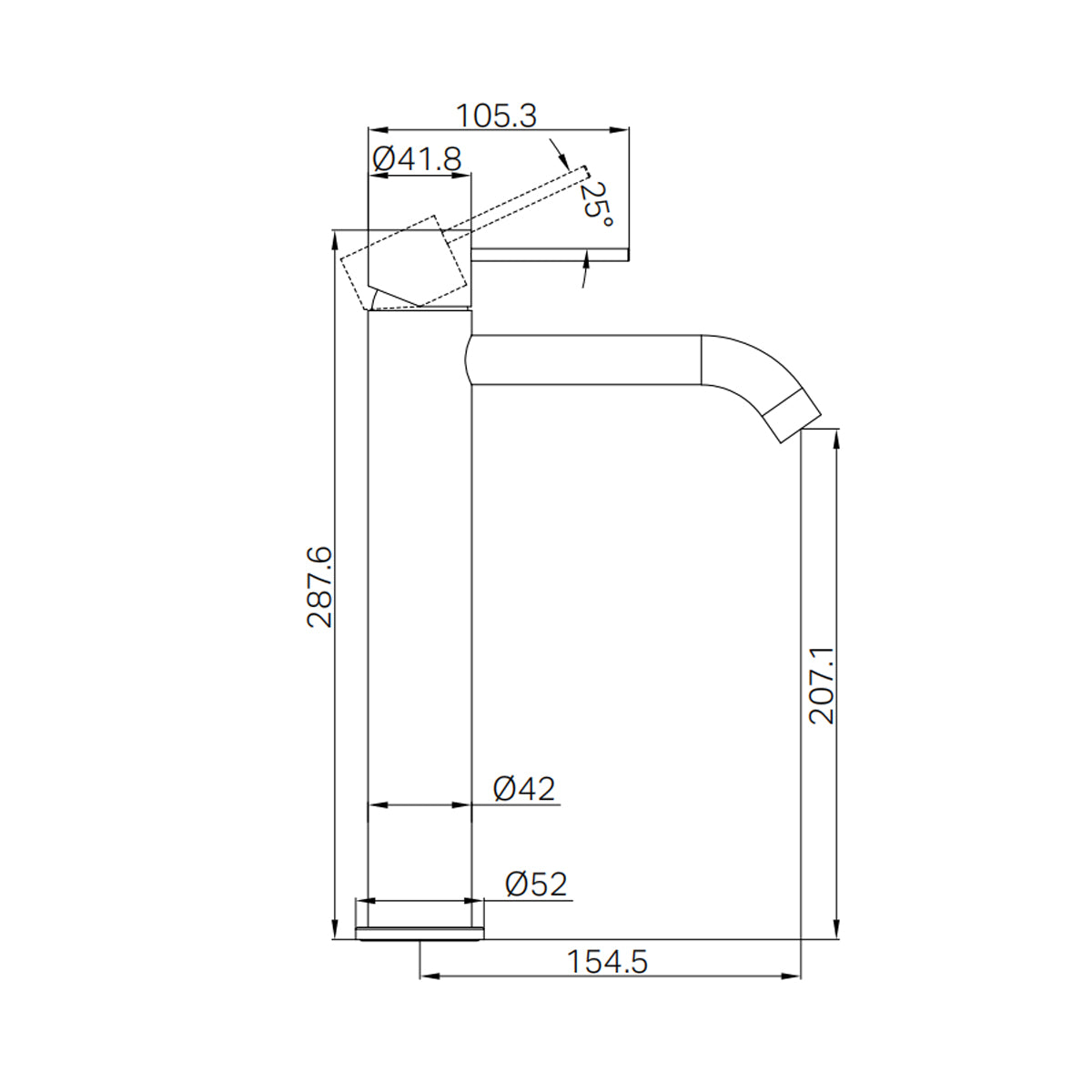 Mecca Tall Basin Mixer Gun Metal