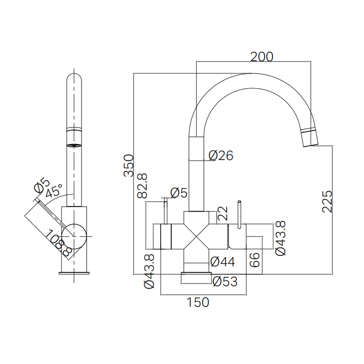 Mecca 3 Way Filtered Mixer Tap Brushed Nickel