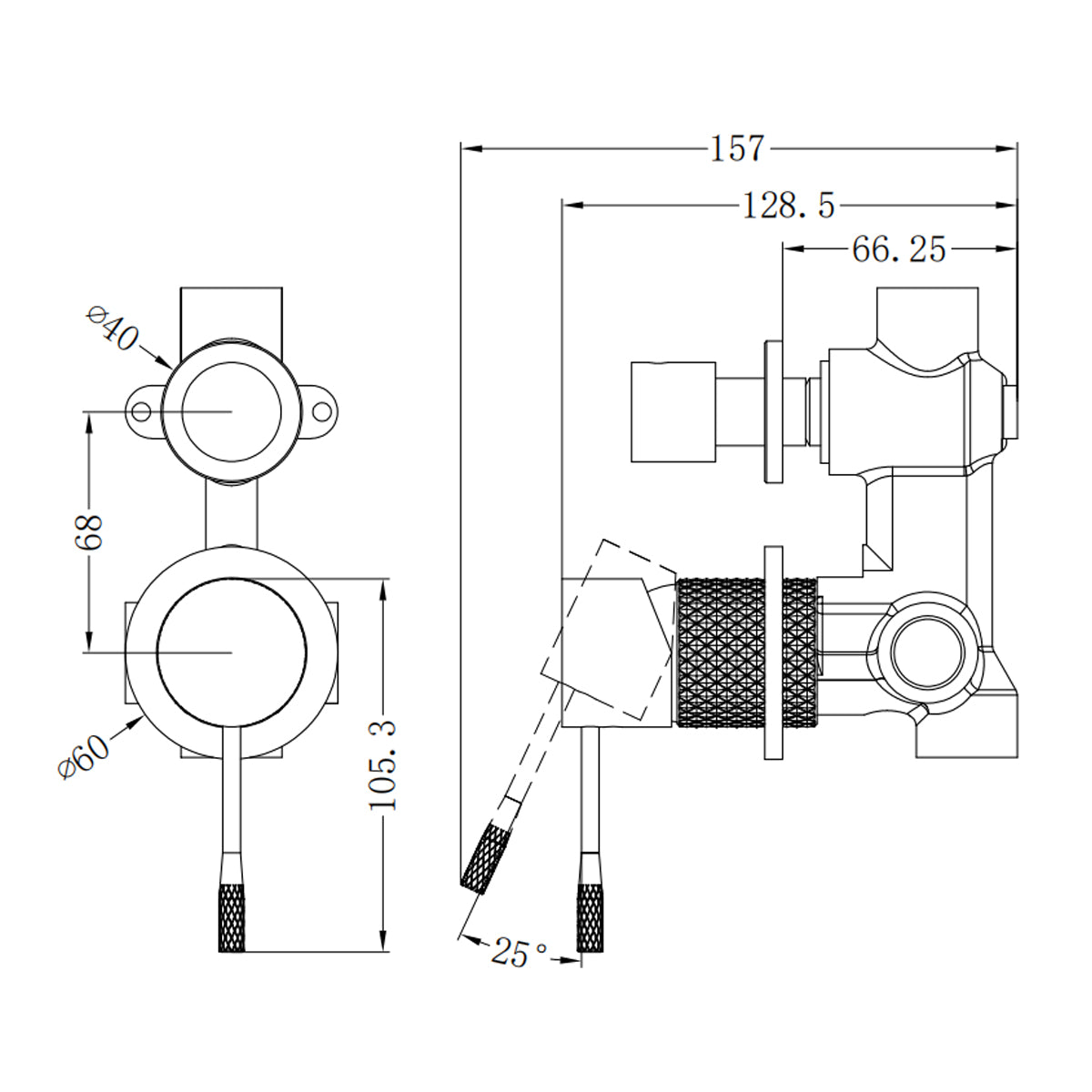 Opal Shower Mixer With Divertor Separate Plate Graphite