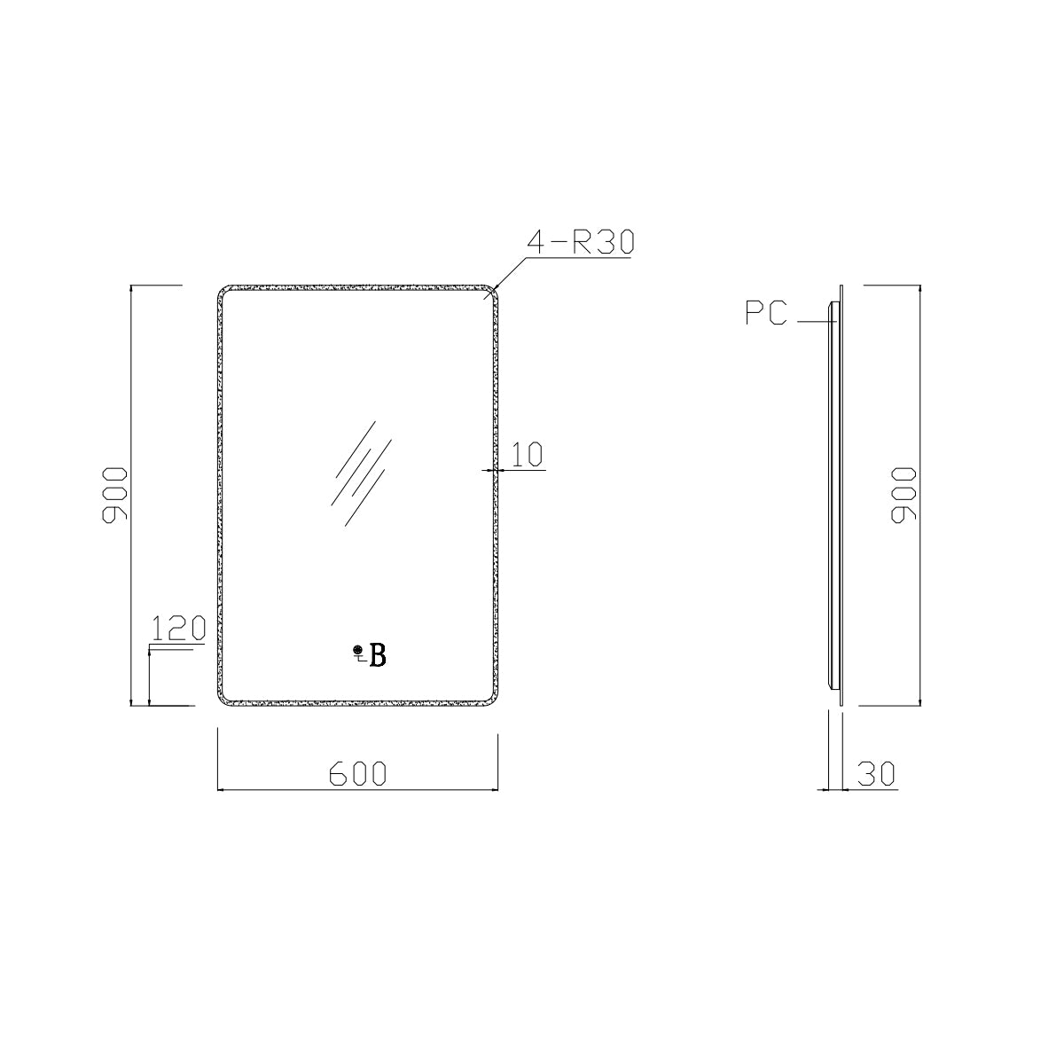 24"×36" Vertical Rectangle LED Mirror, Dual-Touch Dimmer & Defogger, 3CCT Back & Front Lit, 45° Wall-Mounted
