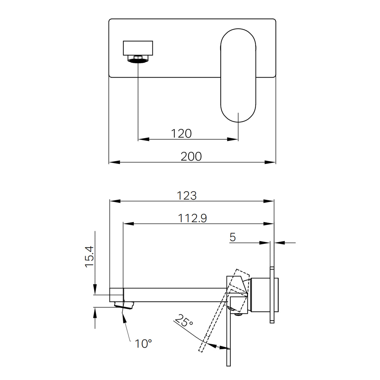Ecco Wall Basin/Bath Mixer Brushed Nickel
