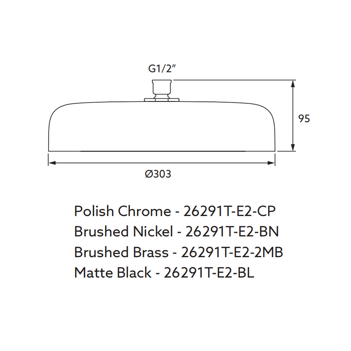 Statement Rainhead - Round Matte Black 26291T-E2-BL