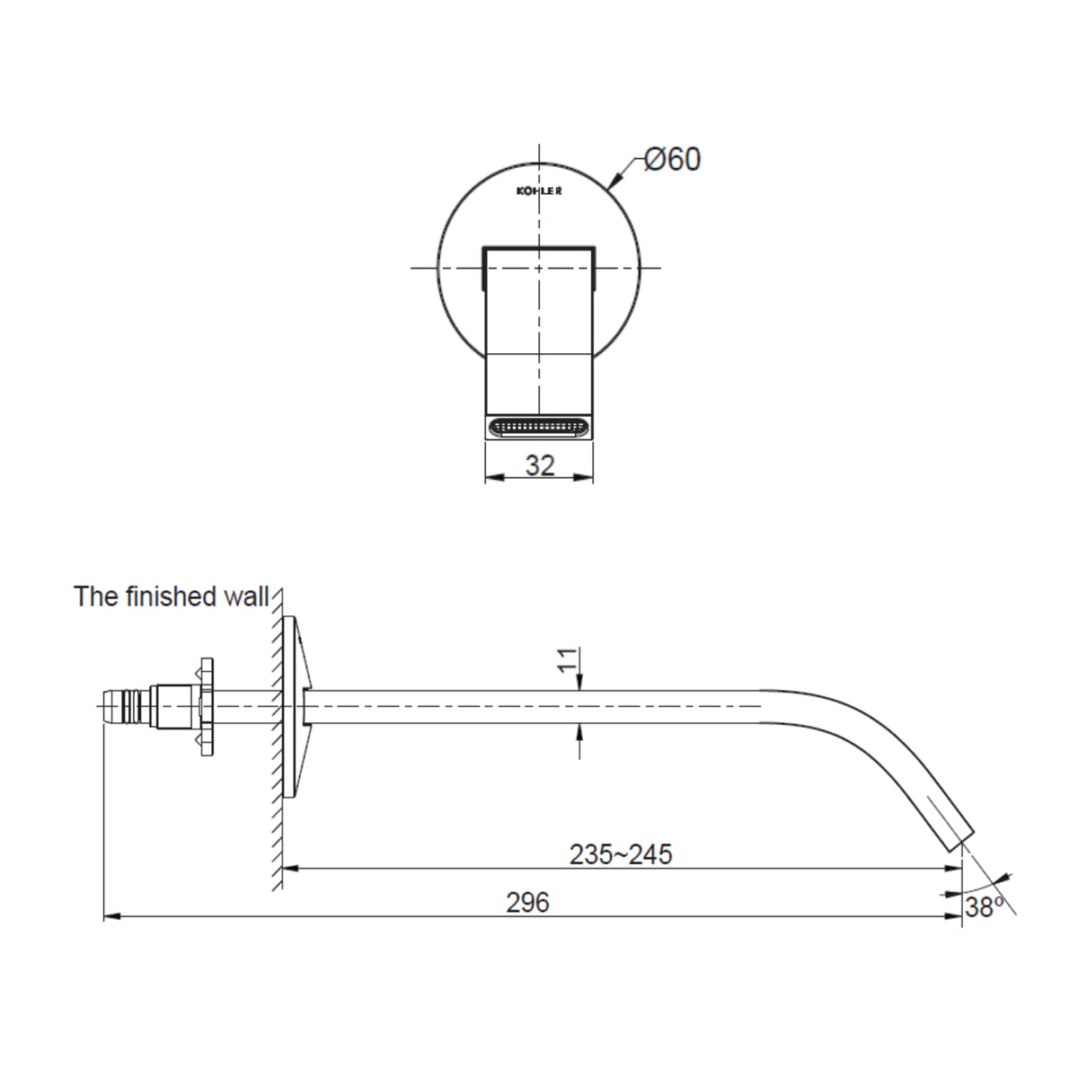 Components Ribbon Basin Spout - Polished Chrome