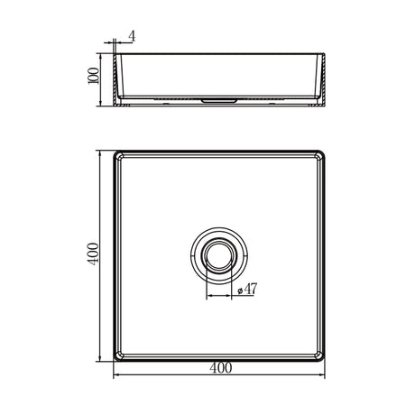 Opal Square 400mm Stainless Steel Basin Brushed Gold