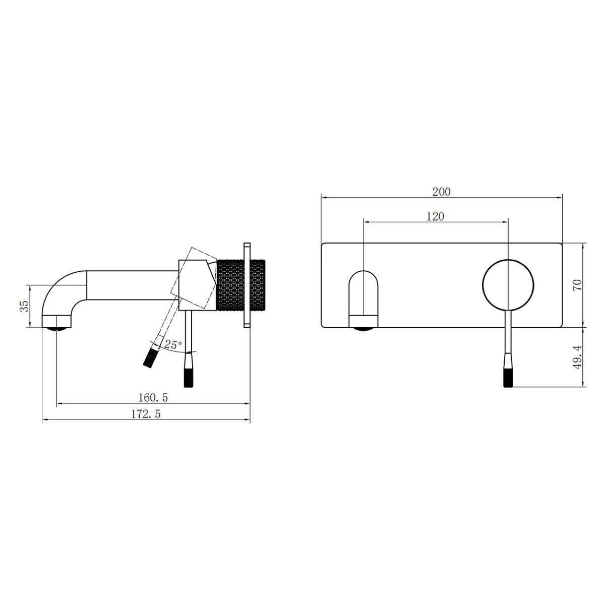 Opal Wall Basin/Bath Mixer 160mm Brushed Nickel