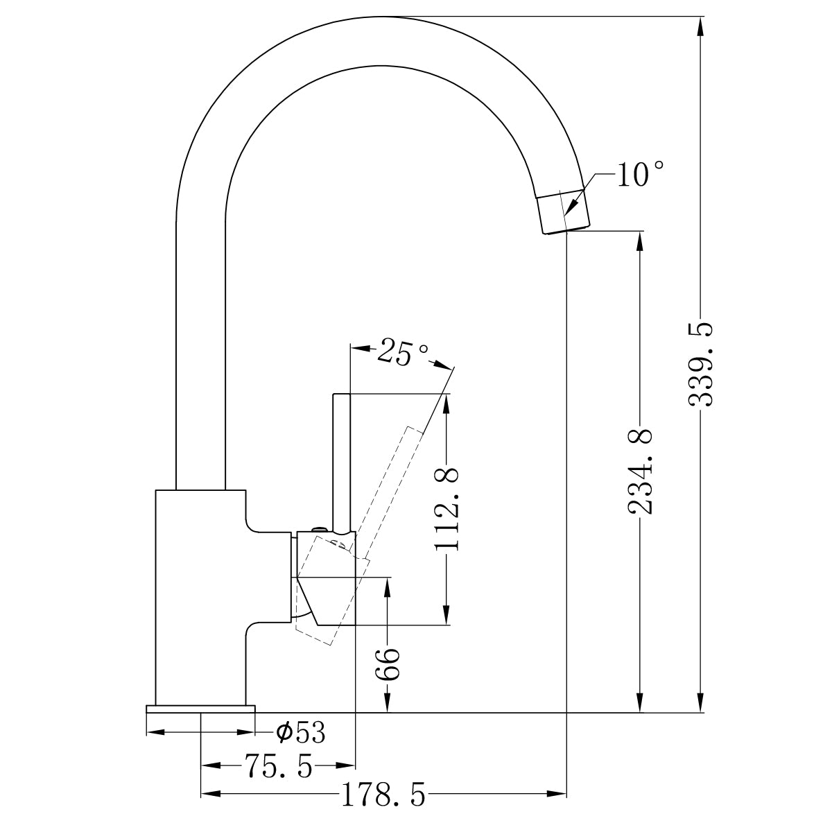 Dolce Kitchen Mixer Gooseneck Brushed Gold
