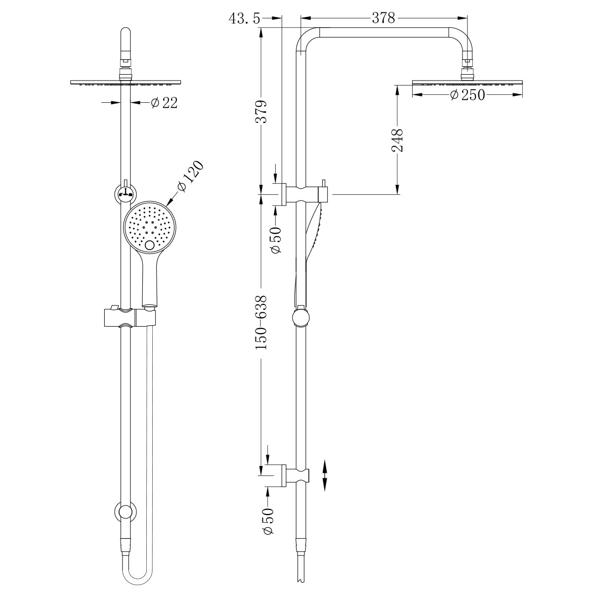 Round Twin Shower Chrome