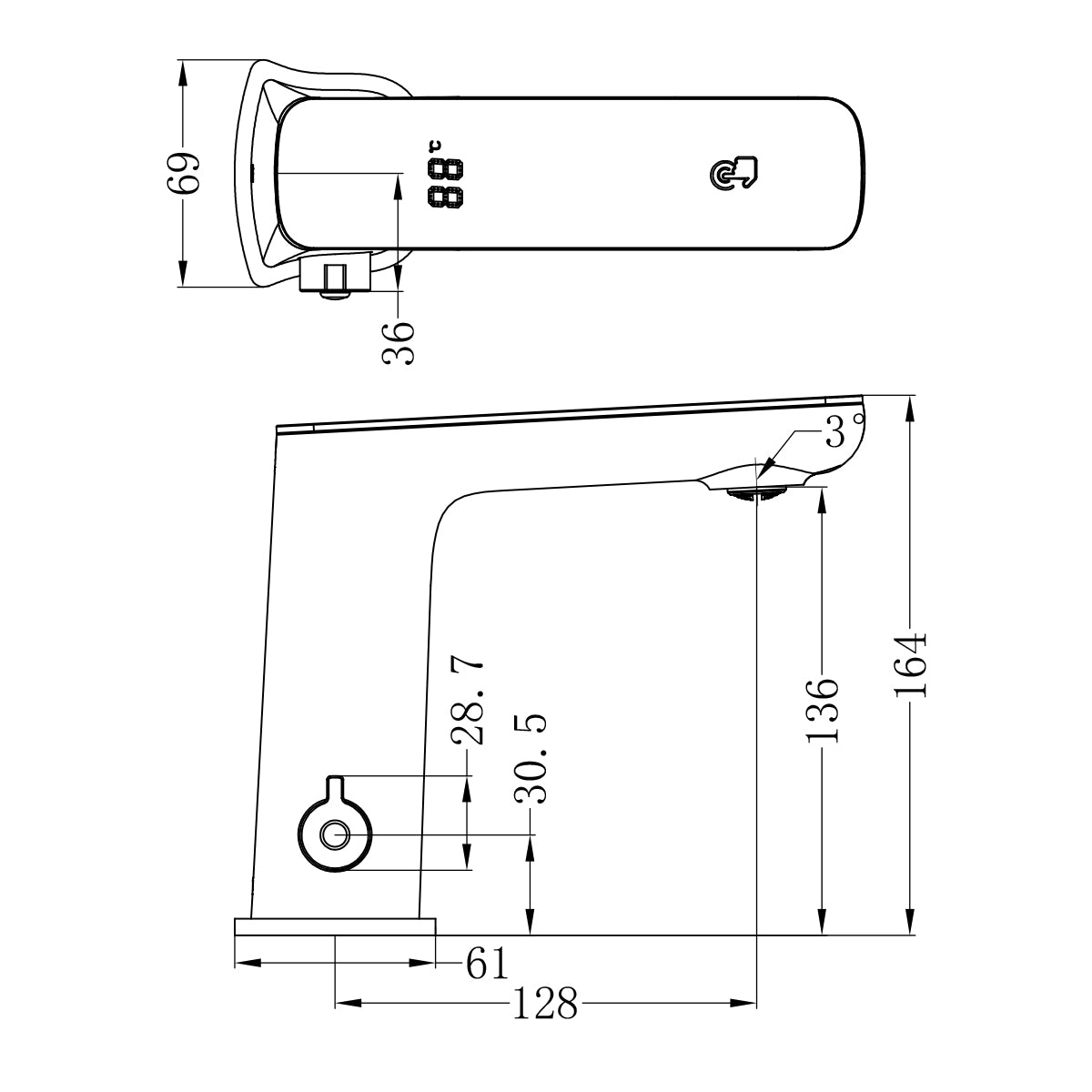 Claudia Sensor Mixer With White Top Display Brushed Bronze