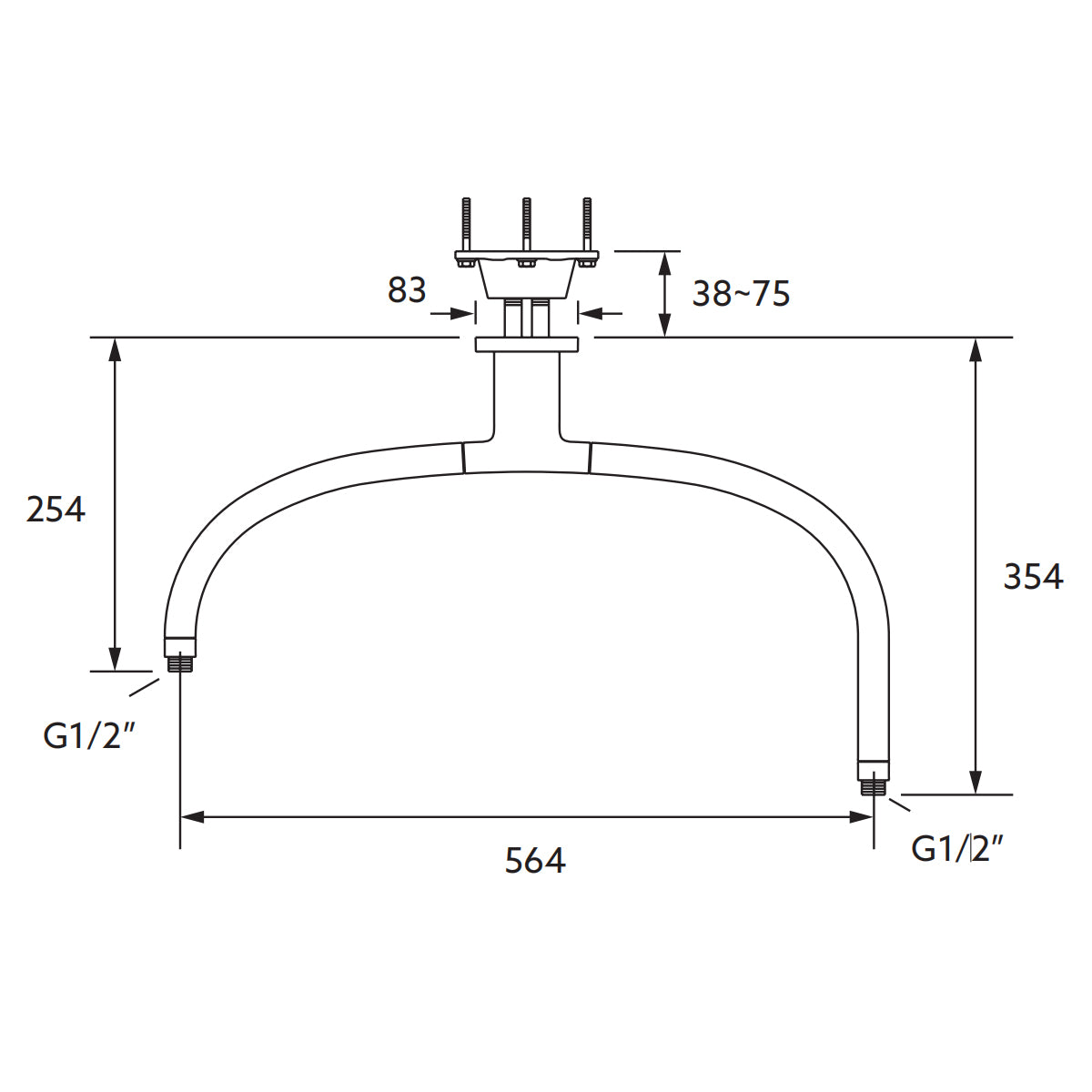 Statement Iconic Dual Shower Arm Matte Black 26305T-BL