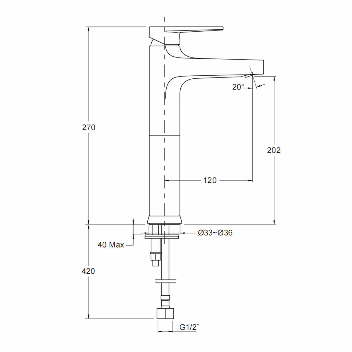 Kohler Taut Tall Basin Mixer - Polished Chrome 74026T-B4ND-CP