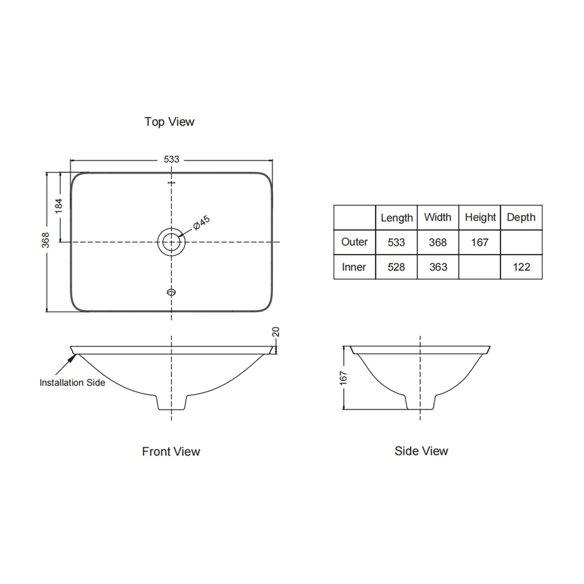 Rectangular Wading Pool Basin