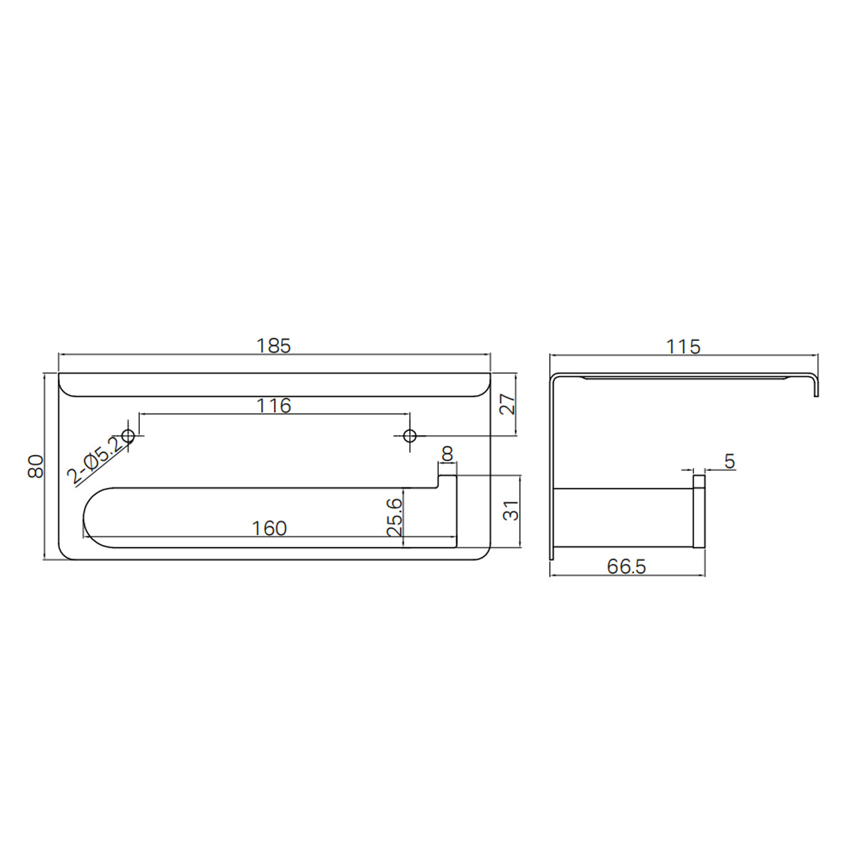Bianca Toilet Roll Holder With Phone Holder Chrome