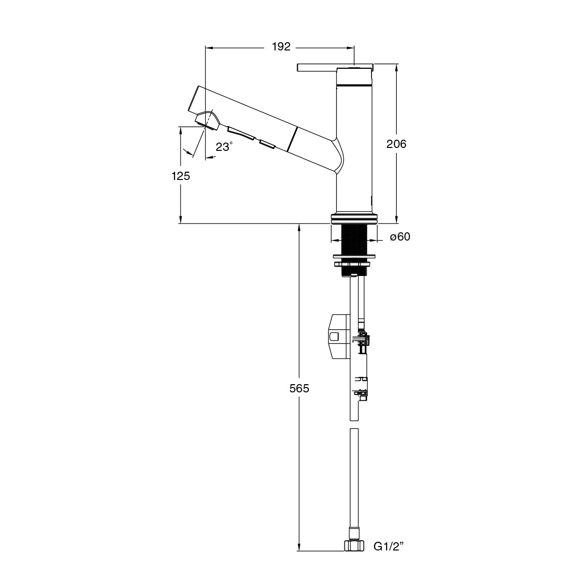 Crue Pull-Out Kitchen Mixer Brushed Brass