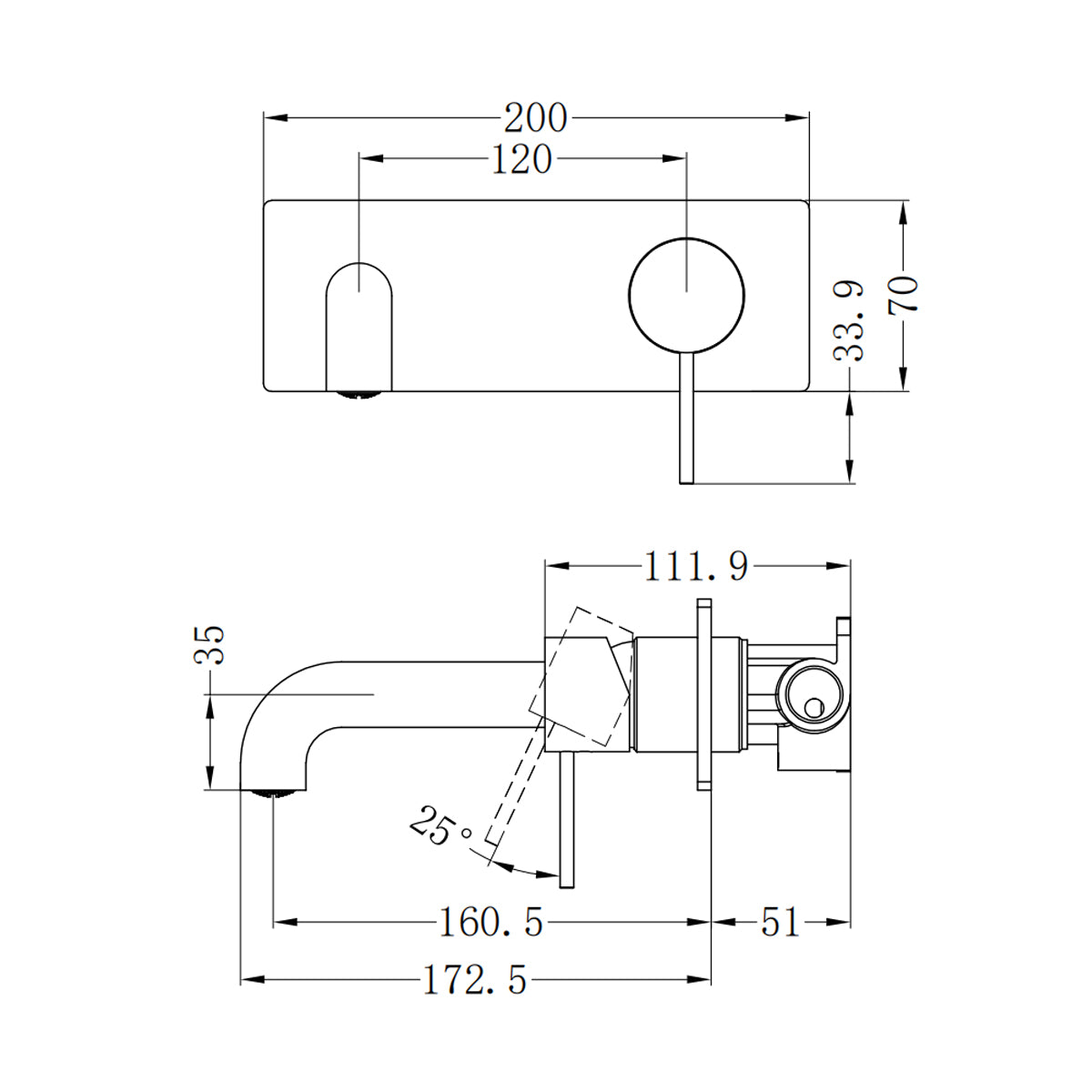 Mecca Wall Basin/Bath Mixer 160mm Brushed Nickel