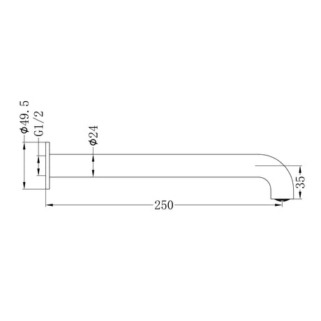 Mecca Basin/Bath Spout Only 250mm Brushed Bronze