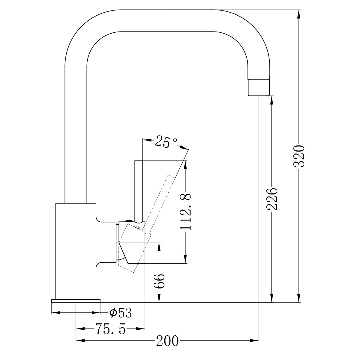 Dolce Kitchen Mixer Square Shape Matte Black