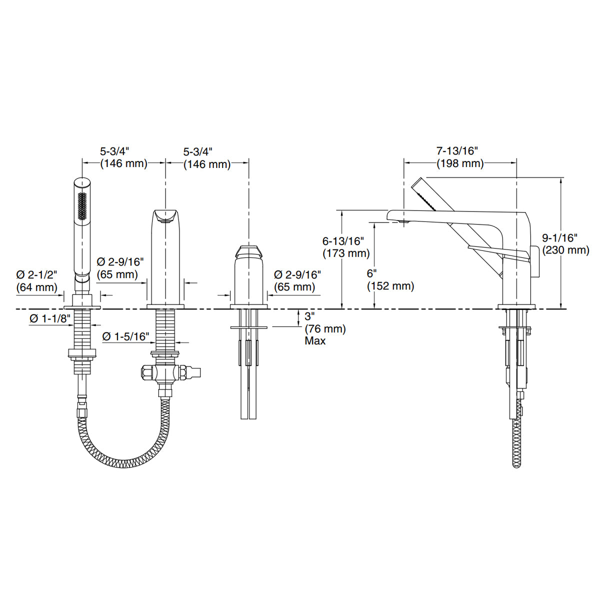 Kohler Hob Mount Bath Filler - Polished Chrome 97360T-4E-CP