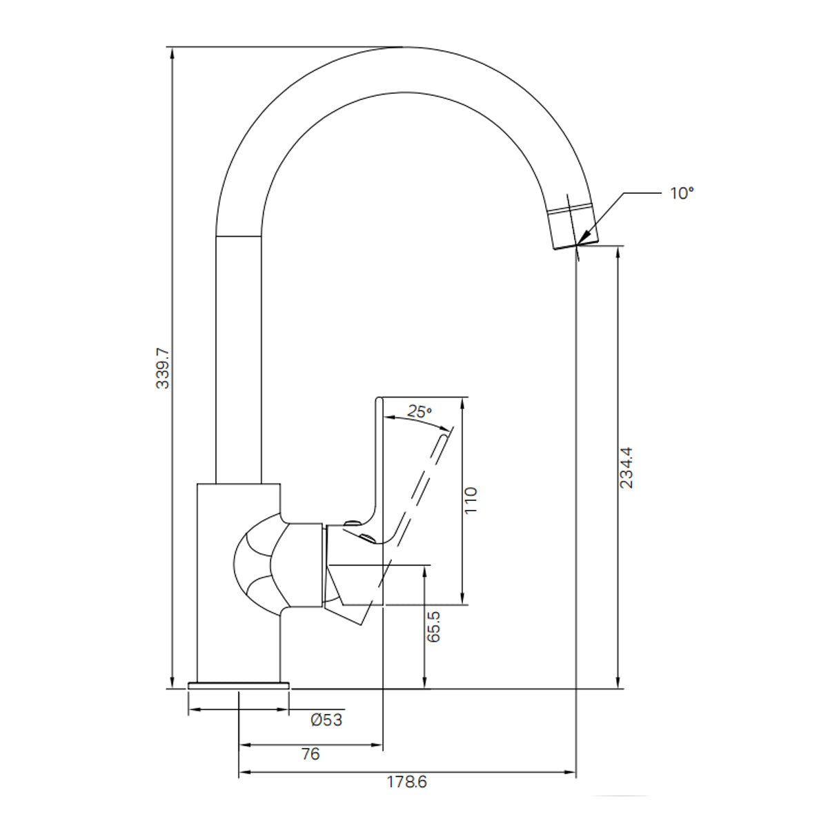 Bianca Kitchen Mixer Gooseneck Spout Brushed Nickel