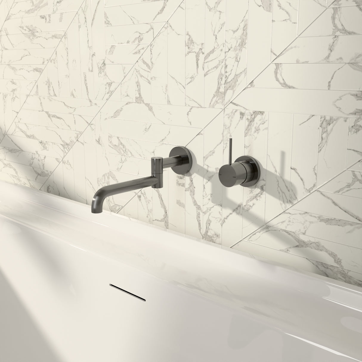 Mecca Shower Mixer 60mm Handle Up Plate Gun Metal