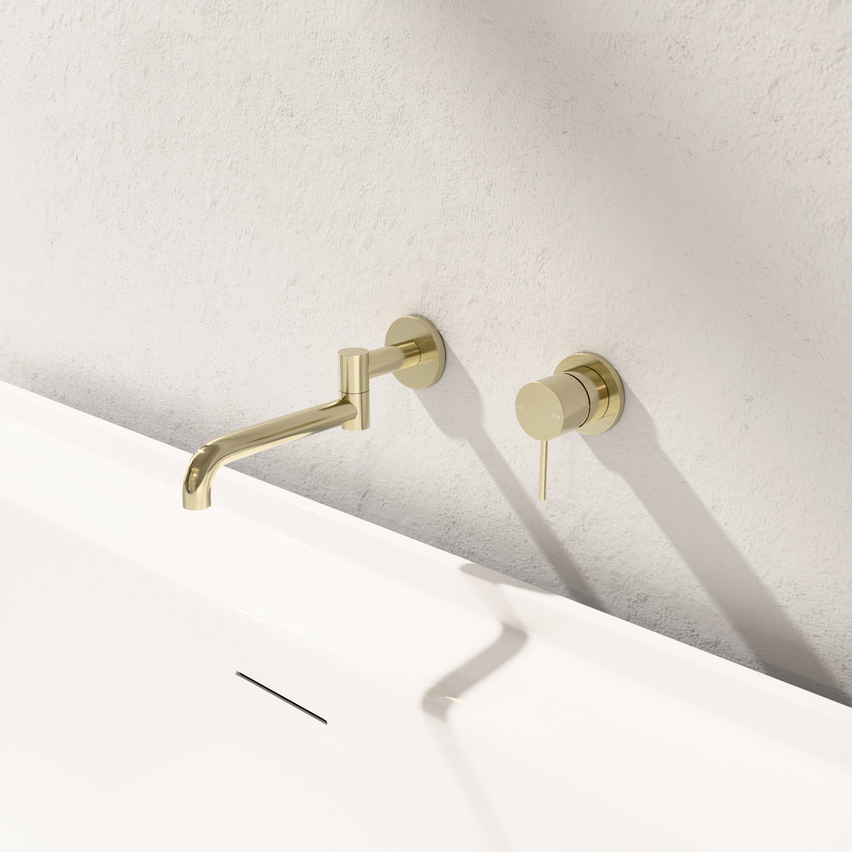 MECCA WALL MOUNTED SWIVEL BATH SPOUT ONLY 225MM BRUSHED GOLD
