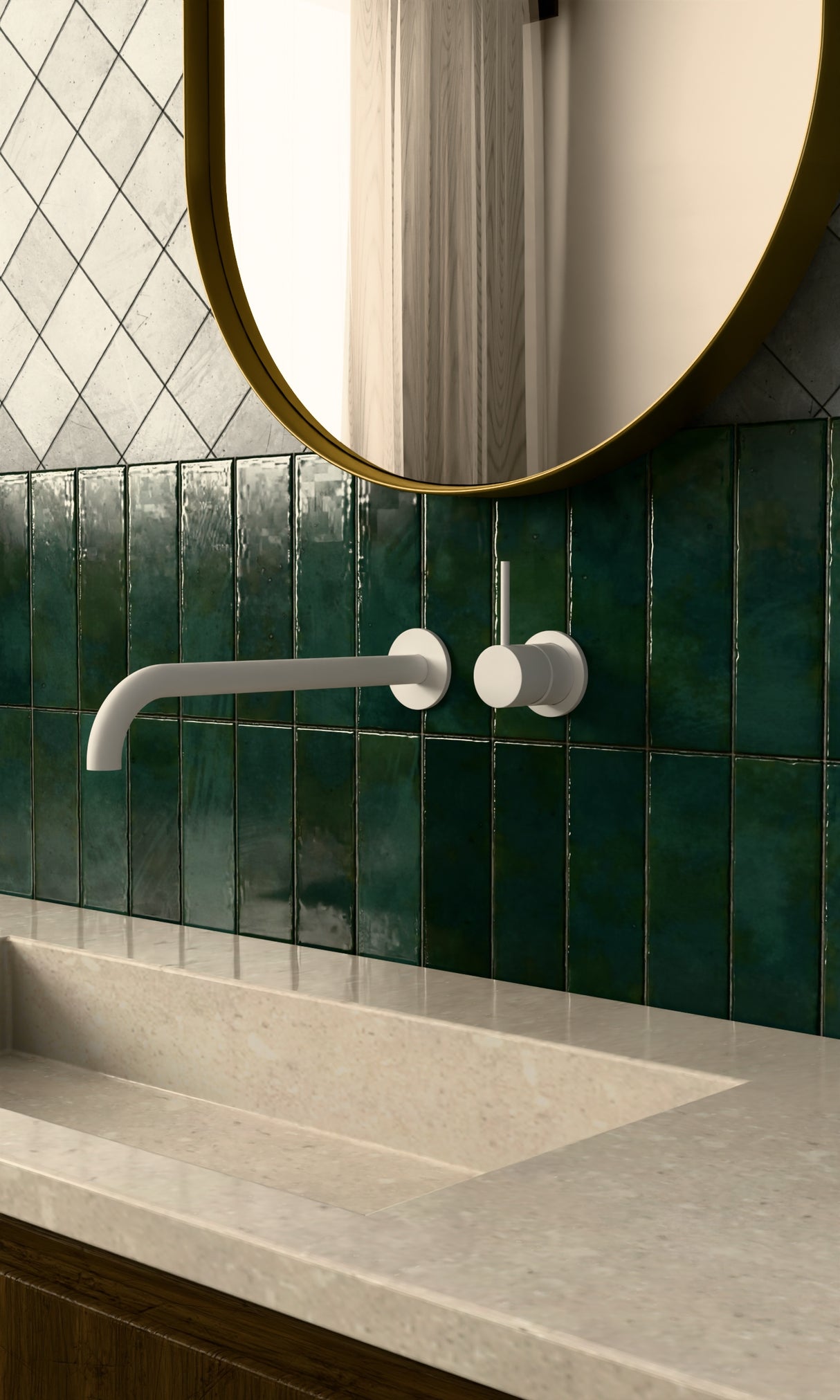 Mecca Shower Mixer 60mm Handle Up Plate Matte White