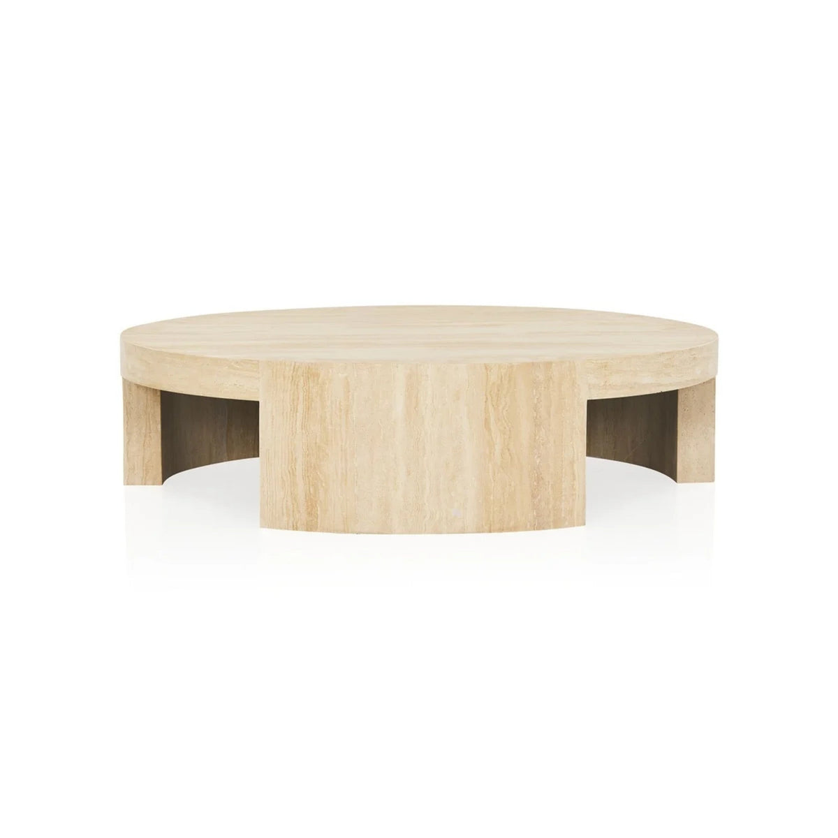 Veneta Round Carrara Marble Coffee Table Living Room Wood Center Tea Table