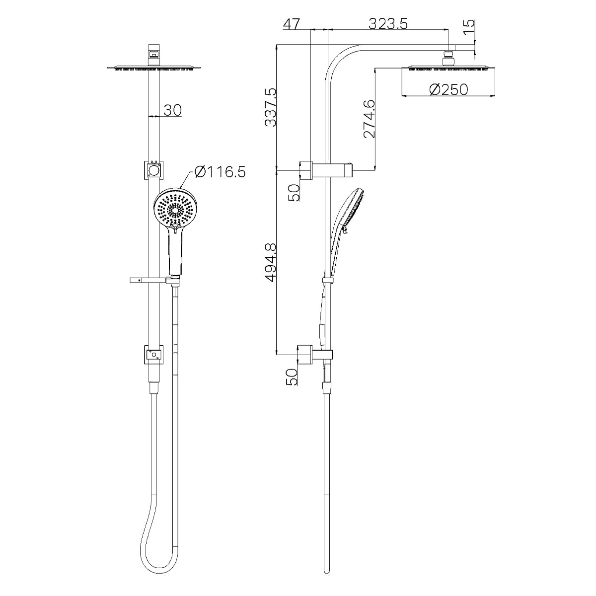 BIANCA TWIN SHOWER BRUSHED NICKEL